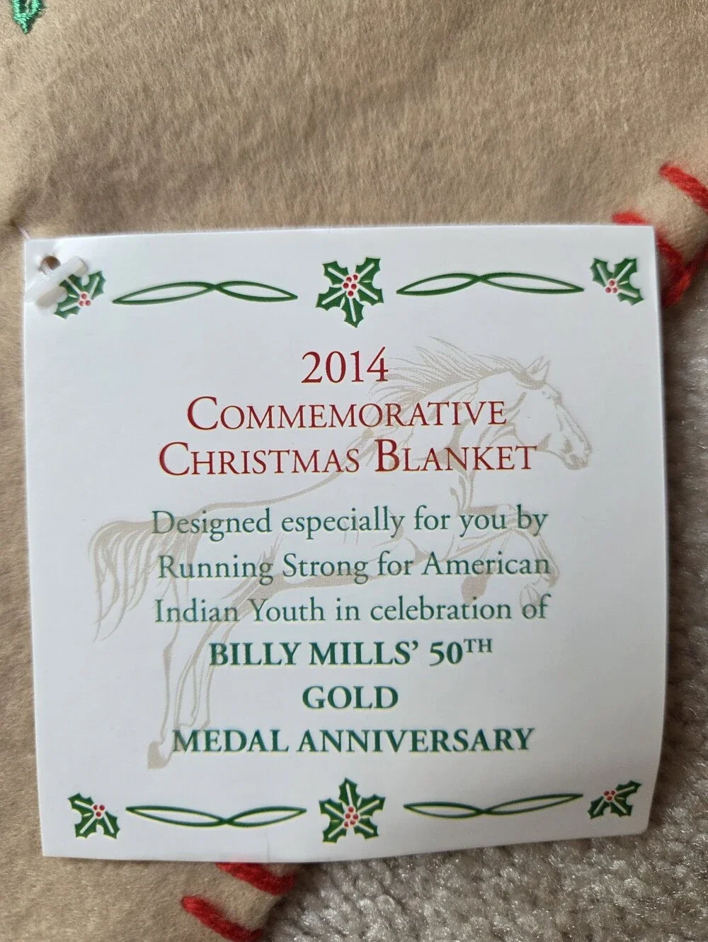 2014 Billy Mills 50th Gold Anniversary Commemorative Christmas Blanket